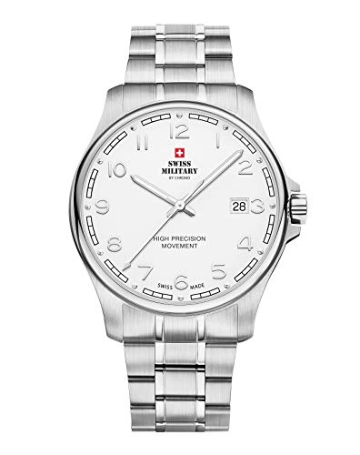 Swiss Military by Chrono Herren Uhr Armbanduhr Quarzwerk mit Edelstahl Metallarmband Analoge Herrenuhr Silber SM30200.17 von Swiss Military by Chrono