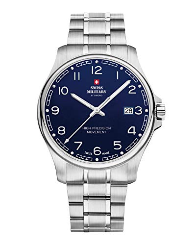 Swiss Military by Chrono Herren Uhr Armbanduhr Quarzwerk mit Edelstahl Metallarmband Analoge Herrenuhr Silber SM30200.18 von Swiss Military by Chrono