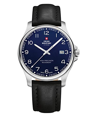 Swiss Military by Chrono Herren Uhr Armbanduhr Quarzwerk mit Lederarmband Analoge Herrenuhr Silber SM30200.26 von Swiss Military by Chrono