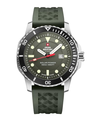 Swiss Military by Chrono Herren Uhr Solar Quarzwerk mit Kautschukarmband Analoge Herrenuhr Armbanduhr Grün SMS34102.05 von Swiss Military by Chrono
