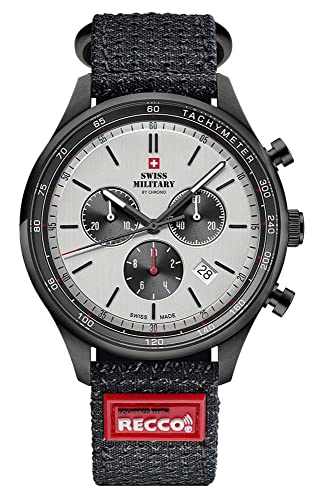 Swiss Military by Chrono Wristwatch Round with Kevlar Strap Herren Uhr analog Quarzwerk mit Nylon Armband SM34081.11.R von Swiss Military by Chrono