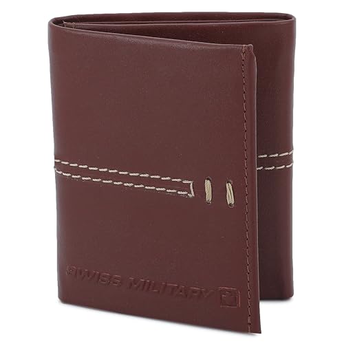 Swiss Military TRIPLY Herren-Geldbörse (LW18) – Braunes Echtleder | Dreifach gefaltet | 7 Kartenfächer, Ausweis- und Geldscheinfächer von Swiss Military