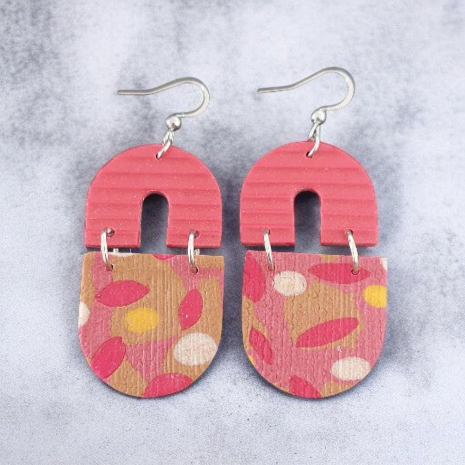 Rote Bogen Ohrringe Aus Polymer-Clay - Boho Statement Schmuck von SwissEarrings