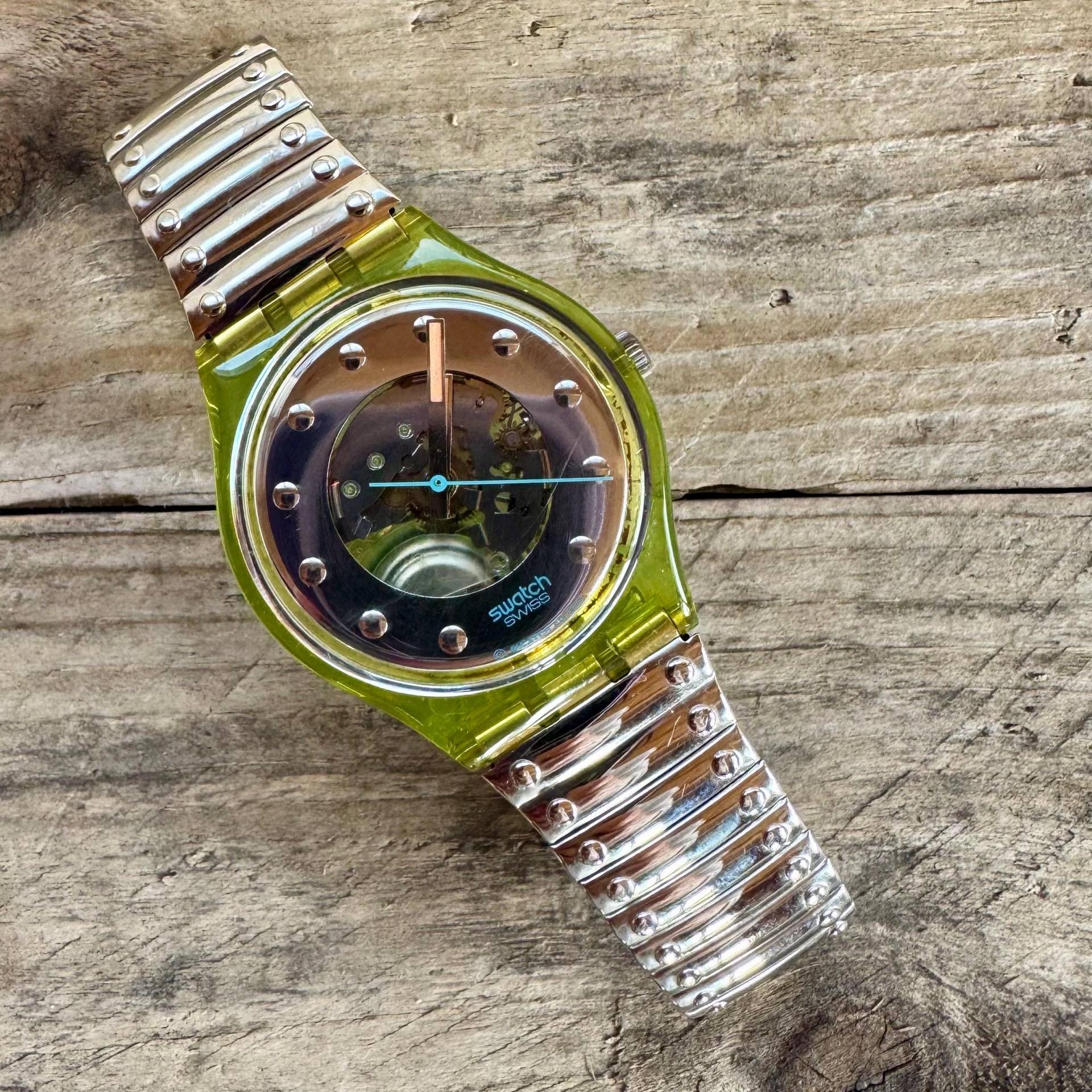 Swatch Armbanduhr Skeleton Zifferblatt Gg107 Flexible Silber Armband von SwissVault