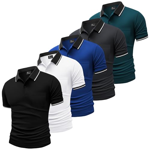 SwissWell 5er Pack Poloshirt Herren Kurzarm Atmungsaktiv Poloshirt Set Leichtes Golf Polohemd Polo T Shirt mit Brusttasche SwissWell 5er Pack Poloshirt Herren Kurzarm Atmungsaktiv Poloshirt Set Leichtes Golf Polohemd Polo T Shirt mit Brusttasche von SwissWell