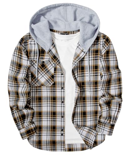 SwissWell Flanellhemd Herren Kariertes Hemd Langarm Holzfällerhemd Mit Kapuze Casual Arbeitshemd Herbst Freizeithemd mit Brusttasche von SwissWell