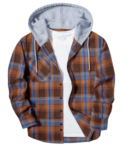 SwissWell Flanellhemd Herren Kariertes Hemd Langarm Holzfällerhemd Mit Kapuze Casual Arbeitshemd Herbst Freizeithemd mit Brusttasche von SwissWell