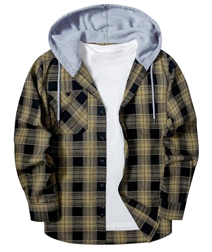 SwissWell Flanellhemd Herren Kariertes Hemd Langarm Holzfällerhemd Mit Kapuze Casual Arbeitshemd Herbst Freizeithemd mit Brusttasche von SwissWell