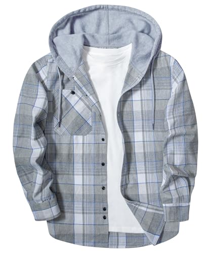 SwissWell Flanellhemd Herren Kariertes Hemd Langarm Holzfällerhemd Mit Kapuze Casual Arbeitshemd Herbst Freizeithemd mit Brusttasche von SwissWell