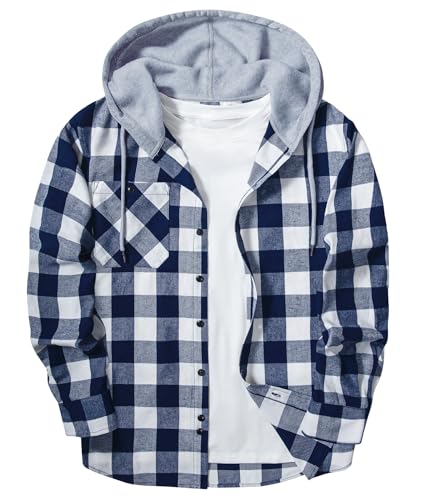 SwissWell Flanellhemd Herren Kariertes Hemd Langarm Holzfällerhemd Mit Kapuze Casual Arbeitshemd Herbst Freizeithemd mit Brusttasche von SwissWell