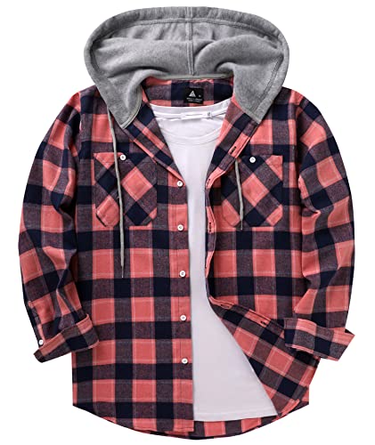 SwissWell Flanellhemd Herren Langarm Holzfällerhemd Oktoberfest Trachtenhemd Kariertes Hemd Freizeithemd Hemd Regular Fit(1892-Rosa 2XL) von SwissWell