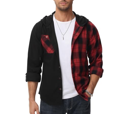 SwissWell Flanellhemd Herren Kariertes Hemd Langarm Holzfällerhemd Casual Button Down Freizeithemd mit Brusttasche von SwissWell