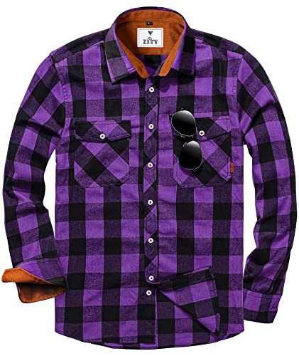 SwissWell Flanellhemd Herren Langarm holzfällerhemd Kariertes Hemd Casual Button Down Freizeithemd Regular Fit, Lila von SwissWell