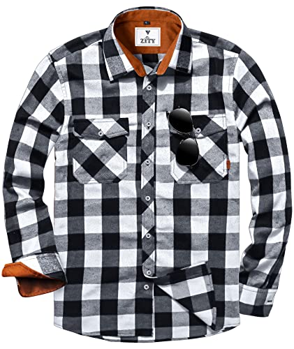 SwissWell Flanellhemd Herren Langarm holzfällerhemd Kariertes Hemd Casual Button Down Freizeithemd Regular Fit, Weiß von SwissWell