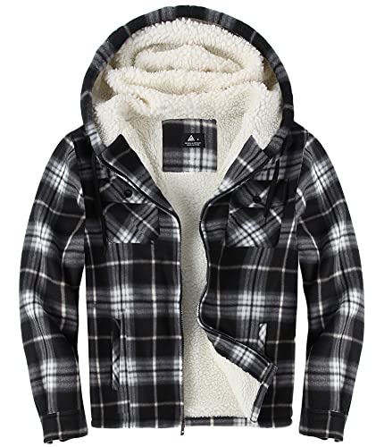 SwissWell Herren Hemdjacke Verdicken Kariertes Softshelljacke Plüschfutter Freizeit hoodie Winterjacke mit Taschen von SwissWell