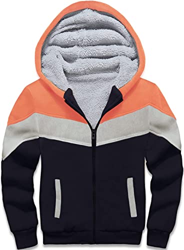 SwissWell Fleecejacke Kinder Jungen Winterjacke Fleece Gefüttert Warme Sweatjacke mit Reißverschluss y Kapuze Kapuzenjacke Kinderjacken, Orangeblau von SwissWell