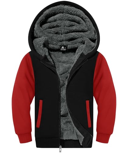 SwissWell Fleecejacke Kinder Jungen Softshelljacke Jungen Winterjacke Fleece Gefüttert Warme Sweatjacke Mit Reißverschluss Kapuze Kapuzenjacke Kapuzenpullover Für Jungen von SwissWell
