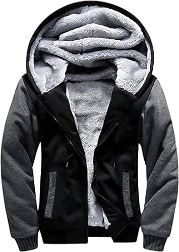 SwissWell Gefütterte Kapuzenjacke Herren Hoody Kapuzenpullover Gefüttert Sweatjacke 1712-Dunkelgrau,S von SwissWell