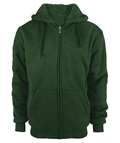 SwissWell Herren Fleecejacke Full Zip Kapuzenjacke Winter Sweatjacke mit Kapuze Gefütterte Hoodie Männer(0652-Dunkel Grün L) von SwissWell