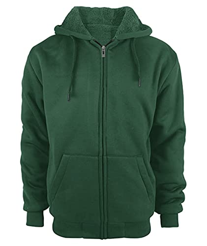 SwissWell Herren Fleecejacke Full Zip Kapuzenjacke Winter Sweatjacke mit Kapuze Gefütterte Hoodie Männer(0652-Grün L) von SwissWell