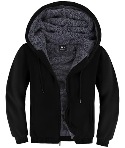 SwissWell Herren Fleecejacke Full Zip Kapuzenjacke Winter Sweatjacke mit Kapuze Gefütterte Hoodie Männer von SwissWell