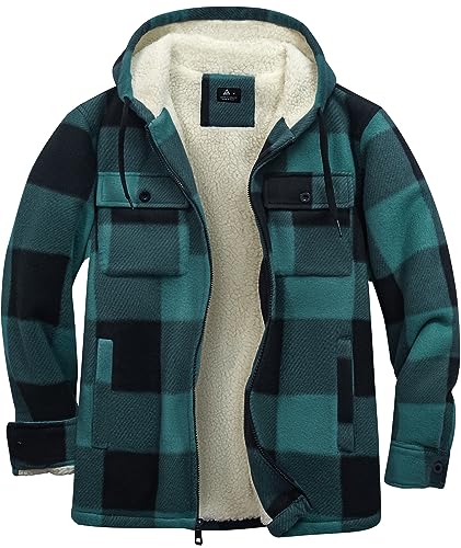 SwissWell Herren Hemdjacke Verdicken Kariertes Softshelljacke Plüschfutter Freizeit hoodie Winterjacke mit Taschen von SwissWell