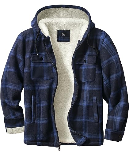 SwissWell Herren Hemdjacke Verdicken Kariertes Softshelljacke Plüschfutter Freizeit Hoodie Winterjacke mit Taschen von SwissWell