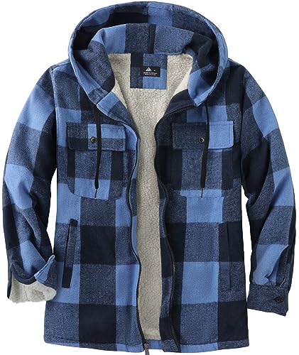 SwissWell Herren Hemdjacke Verdicken Kariertes Softshelljacke Plüschfutter Freizeit hoodie Winterjacke mit Taschen von SwissWell