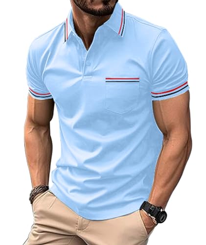 SwissWell Herren Poloshirt Kurzarm Atmungsaktiv Kürbis Golf Polo Sommer Freizeit Mode Schnelltrocknend Baumwolle T-Shirts von SwissWell