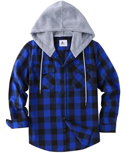 SwissWell Holzfällerhemd Herren Hemd Kariert Langarm Hemdjacke Männer Flanellhemd mit Kapuze Outdoor Holzfäller Jacke Blau 3XL von SwissWell