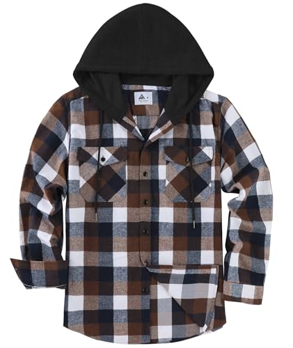 SwissWell Holzfällerhemd Herren Hemd Kariert Langarm Hemdjacke Männer Flanellhemd mit Kapuze Outdoor Holzfäller Jacke Braun L von SwissWell