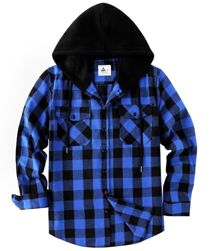 SwissWell Holzfällerhemd Herren Hemd Kariert Langarm Hemdjacke Männer Flanellhemd mit Kapuze Outdoor Holzfäller Jacke Dunkelblau XL von SwissWell
