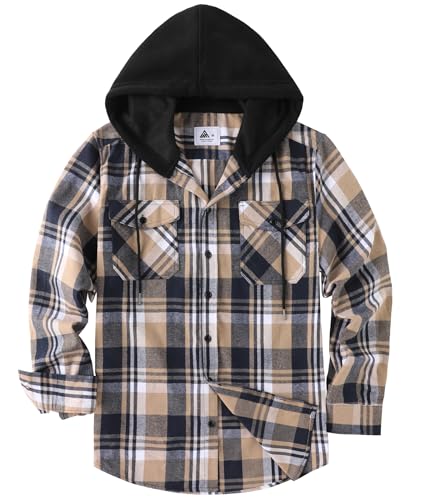 SwissWell Holzfällerhemd Herren Hemd Kariert Langarm Hemdjacke Männer Flanellhemd mit Kapuze Outdoor Holzfäller Jacke Blau-Beige 3XL von SwissWell