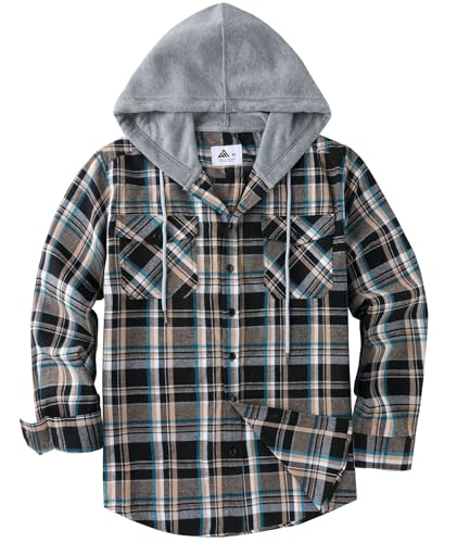 SwissWell Holzfällerhemd Herren Hemd Kariert Langarm Hemdjacke Männer Flanellhemd mit Kapuze Outdoor Holzfäller Jacke Dunkelblau Braun M von SwissWell