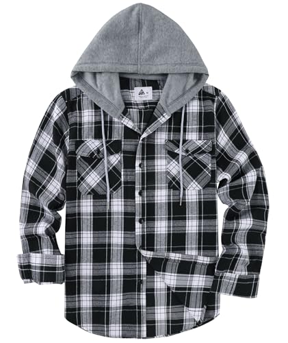 SwissWell Holzfällerhemd Herren Hemd Kariert Langarm Hemdjacke Männer Flanellhemd mit Kapuze Outdoor Holzfäller Jacke Rußschwarz XXL von SwissWell