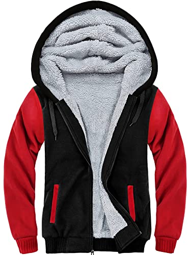 SwissWell Hoodie Zipper Herren Reißverschluss Sweatjacke Hoody Gefüttert(1712Schwarz Rot,M) von SwissWell