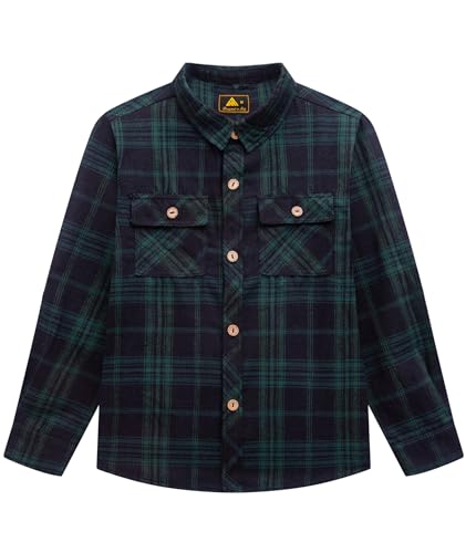 SwissWell Jungen Kariertes Hemd Kinder Langarm Hemden Casual Flanellhemd Button Down Trachtenhemd Holzfällerhemd Dunkelgrün L von SwissWell