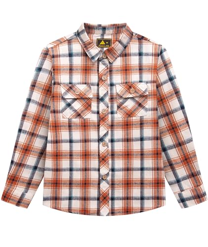 SwissWell Jungen Kariertes Hemd Kinder Langarm Hemden Casual Flanellhemd Button Down Trachtenhemd Holzfällerhemd Orange XL von SwissWell
