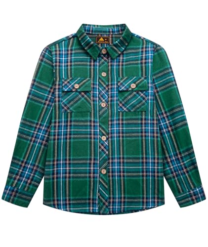 SwissWell Jungen Kariertes Hemd Kinder Langarm Hemden Casual Flanellhemd Button Down Trachtenhemd Holzfällerhemd Türkisgrün M von SwissWell