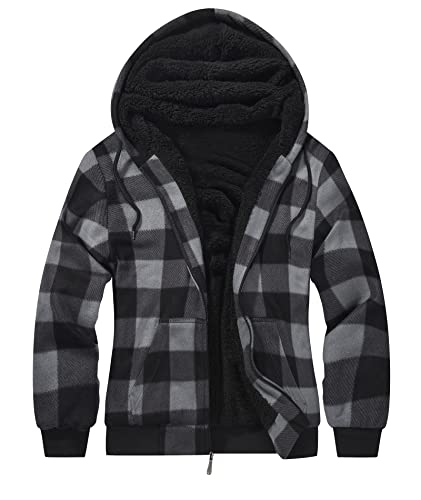 SwissWell Herren Fleecejacke Full Zip Kapuzenjacke Winter Sweatjacke mit Kapuze Gefütterte Hoodie Männer(0659-GRAU L) von SwissWell