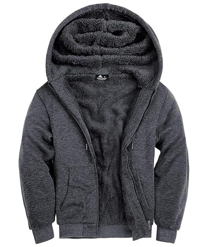 SwissWell Kapuzenjacke Herren mit Kapuze Zip Hoodie Gefüttert Fleecejacke Winter Outdoor Pullover Sweatjacke (0652 Grau M) von SwissWell