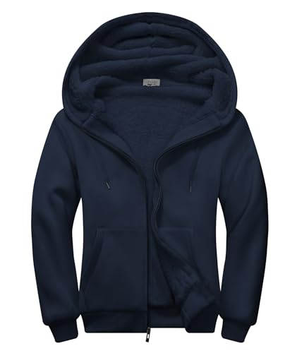 SwissWell Kapuzenjacke Herren mit Kapuze Zip Hoodie Gefüttert Fleecejacke Winter Outdoor Pullover Sweatjacke (0652 Marine M) von SwissWell