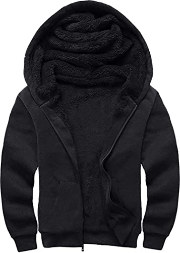 SwissWell Sweatjacke Herren mit Kapuze Zip Hoodie Gefüttert Fleecejacke Winter Outdoor Kapuzenjacke Pullover(0652 Schwarz S) von SwissWell