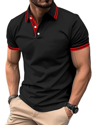 SwissWell Männer Poloshirt Kurzarm Elastisch Golf Polohemd Casual Holiday T-Shirts Mode Polyester Tennis Polo für Herren von SwissWell