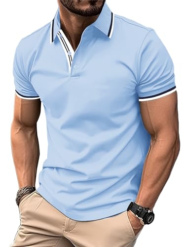 SwissWell Poloshirt Herren Kurzarm Tennis Golf Tischtennis Atmungsaktiv Outdoor Polo Freizeit Schnelltrocknend Knopfleiste Tops für Männer von SwissWell