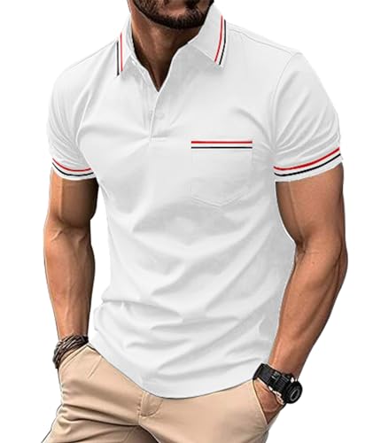 SwissWell Poloshirt für Herren Kurzarm Atmungsaktiv Badminton Golf Polo Shirt Freizeit Sport Polyester T-Shirts Männer mit Knopfleiste von SwissWell