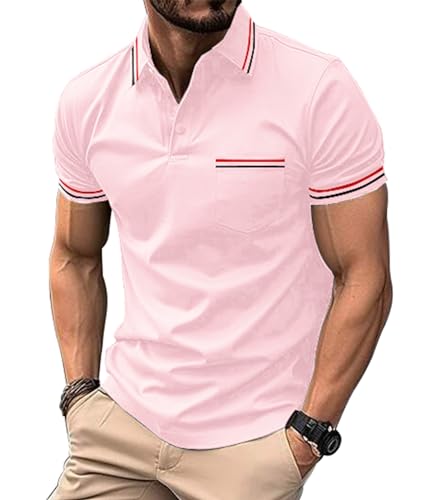 SwissWell Poloshirt für Herren Kurzarm Atmungsaktiv Tennis Padel Polo Freizeit Urlaub T-Shirts Männer Streifen Regular Fit von SwissWell