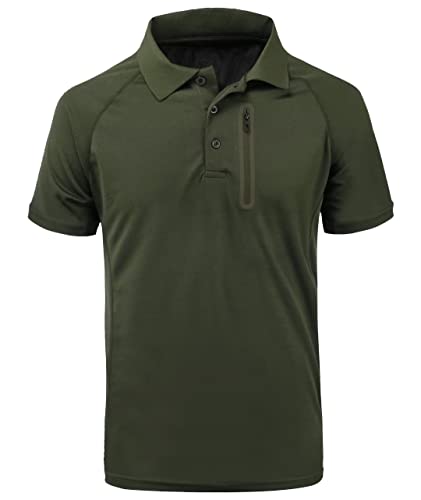 SwissWell Poloshirts Herren Kurzarm Hemd Herren Kurzarm T-Shirts Sport Atmungsaktiv Outdoor Brillenhalter Knopfleiste Männer Casual Poloshirt Einfarbig(007,Dunkelgrün,XL) von SwissWell