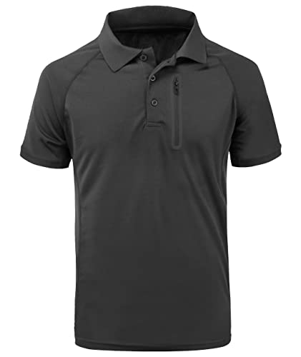 SwissWell Poloshirts Herren Kurzarm Hemd Herren Kurzarm T-Shirts Sport Atmungsaktiv Outdoor Brillenhalter Knopfleiste Männer Casual Poloshirt Einfarbig(007,Grau,L) von SwissWell