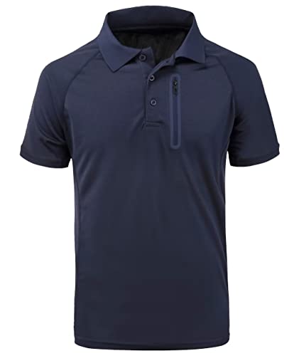 SwissWell Poloshirts Herren Kurzarm Hemd Herren Kurzarm T-Shirts Sport Atmungsaktiv Outdoor Brillenhalter Knopfleiste Männer Casual Poloshirt Einfarbig(007,Navyblau,M) von SwissWell